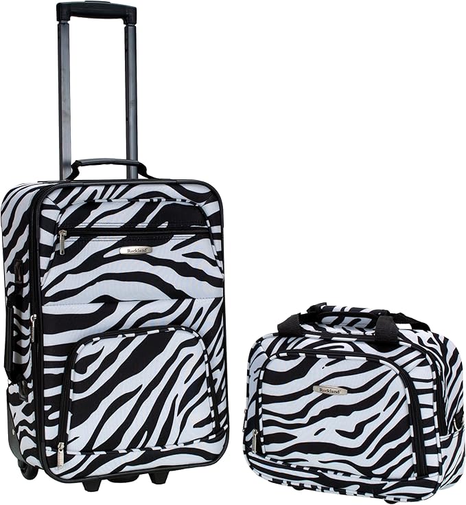 Rockland Fashion Softside Upright Luggage Set,Expandable, Zebra, 2-Piece (14/19)