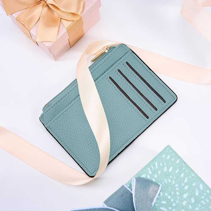 Tipmile Credit Card Holder for Women Slim Minimalist Front Pocket RFID Blocking Wallet Small Compact Card Case with ID Window, Powder Blue