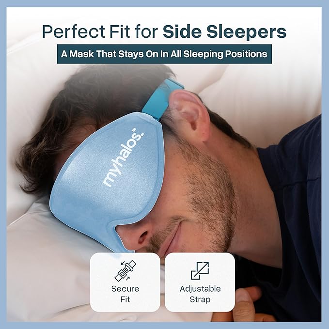 MyHalos® Sleep Mask – 3D Blackout Eye Mask for Women & Men, Side Sleepers, Zero Pressure Memory Foam Eyelash Friendly, Breathable,Award-Winning Sleep Aid for Travel (Light Blue, 1 Count (Pack of 1))