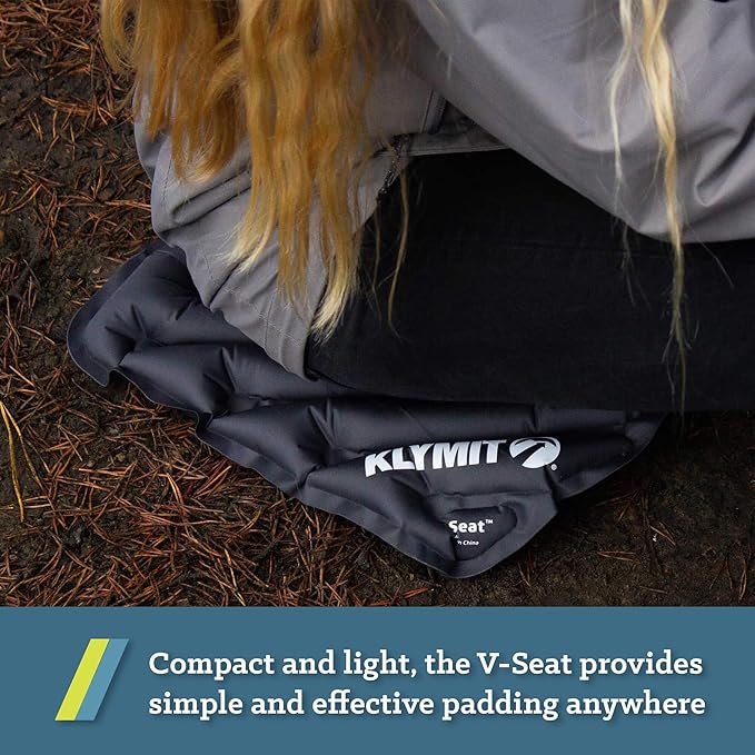 KLYMIT V Seat - Portable, Inflatable Padded Cushion Seat, Perfect for Air Travel, Camping, Backpacking and Bleacher Seats