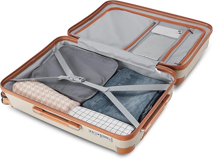 3 Piece Luggage Set PP Hardshell with YKK Zippers, 20/24/28 Inch Suitcases with Detachable Spinner Wheels & Reinforced Corner Guards, Lightweight TSA Lock Nested Set (Light Khaki)