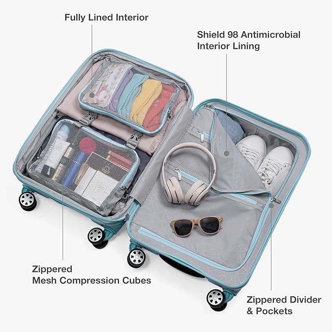 Traveler's Choice Pagosa Hardshell Expandable Luggage with Spinner Wheels, Baby Blue, 30-Inch Large