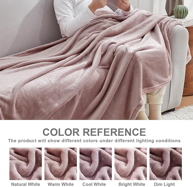 Hansleep Fleece Pink King Blanket, Super Soft Flannel Fuzzy Plush Cozy Blanket for All Seasons, Pink, King 90x108 Inches