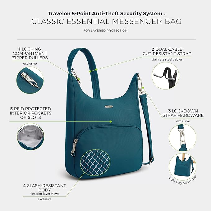 Travelon Anti-Theft Classic Essential Messenger Bag