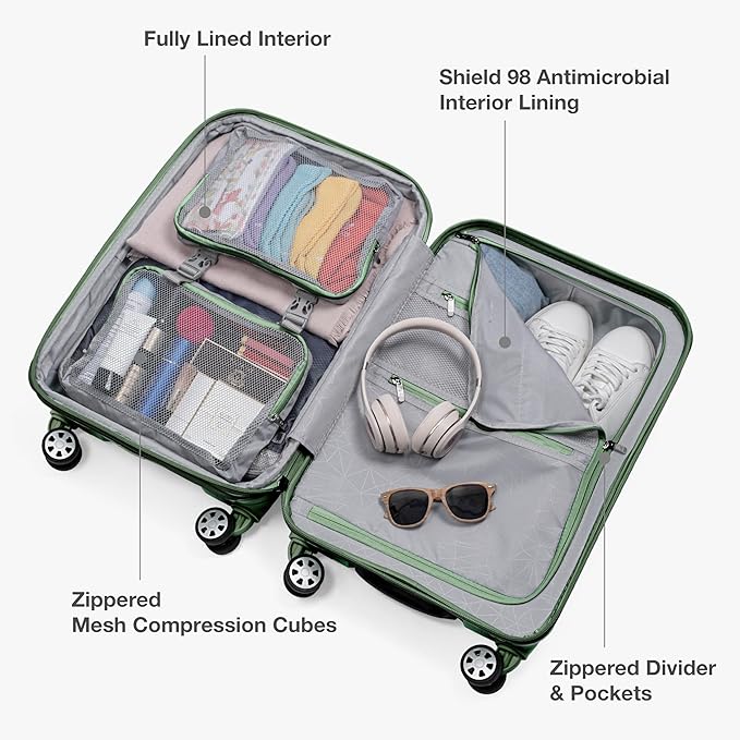 Traveler's Choice Pagosa Hardshell Expandable Luggage with Spinner Wheels, Green, 26-Inch Medium
