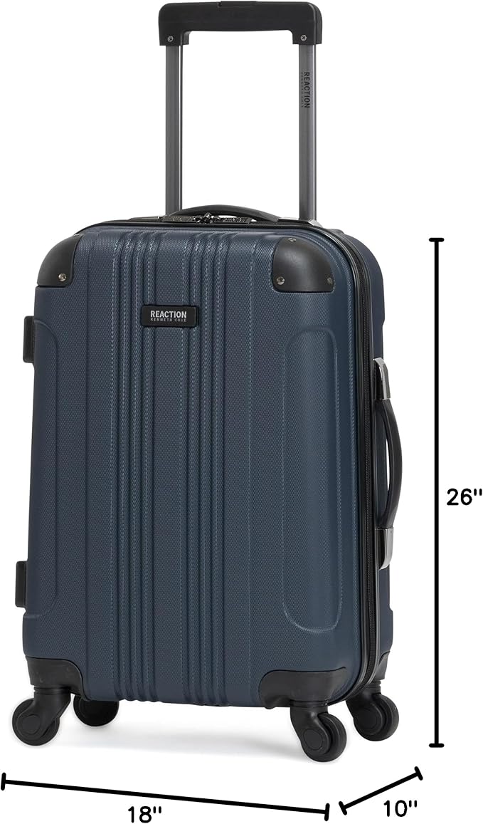 Kenneth Cole REACTION Out of Bounds Lightweight Hardshell 4-Wheel Spinner Luggage, Naval, 24-Inch Checked