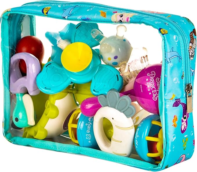 TSA Approved 5-Piece Diaper Bag Organizer Pouch Set Clear Waterproof TPU Kids Toiletry Storage Set Travel Packing Clutch Cube Bags for Baby Nursing(Mermaid)
