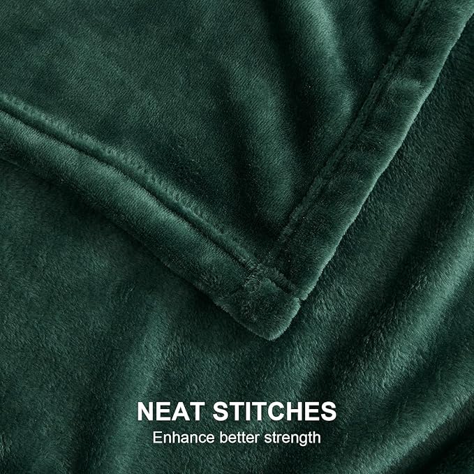 Hansleep Fleece Dark Green Throw XL Blanket, Super Soft Flannel Fuzzy Plush Cozy Blanket for All Seasons, Dark Green, Throw XL 50x70 Inches