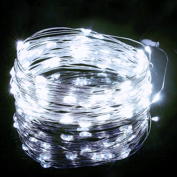 8 Pack White Fairy Lights 7Ft 20 LED Twinkle String Lights 3 Modes Battery Operated Waterproof Firefly Starry for Mason Jar Wedding Party Bedroom Patio Christmas Valentines Day Table Centerpieces