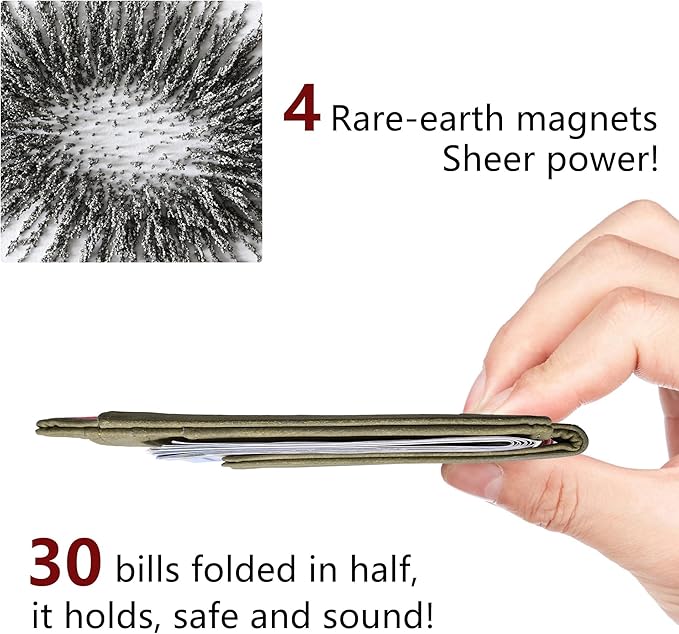 Toughergun Slim Wallet for Men RFID Blocking Money Clip, Minimalist Front Pocket Credit Card Holder, Magnetic Thin Mens Wallets with ID Window