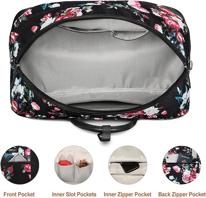 Weekender Bag for Women, Large Overnight Bag Canvas Travel Duffel Bag Carry On Tote with Shoe Compartment 21" 3Pcs Set