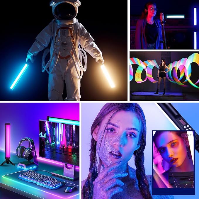 3Pack RGB LED Video Light Stick Wand,3200K~8500K Magnetic Photography Tube Light,360° Full RGB Handheld Light Stick with 4000mAh Rechargeable Battery for YouTube Video,Vlog,Live Game Streaming…