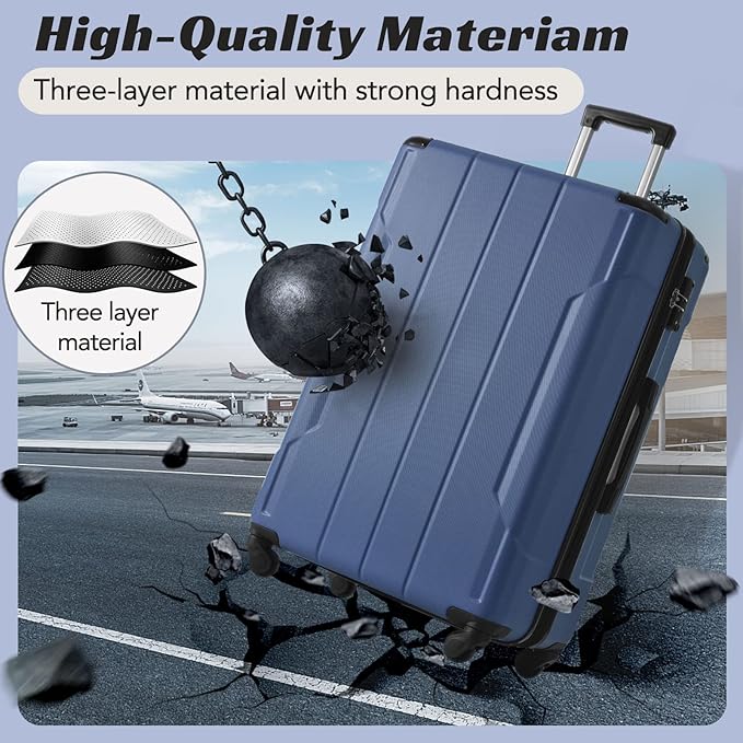 Merax Luggage Sets of 2 Suitcases With Wheels, Expandable and Lightweight, TSA Lock, Hardside Spinner Carry On Luggage (20 28 inch Blue)