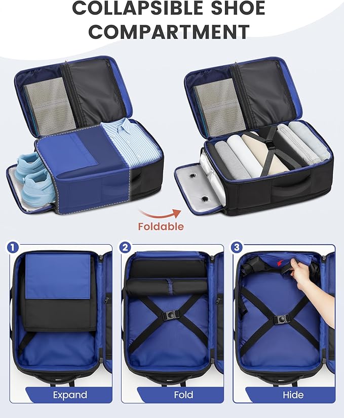 MATEIN Airlines Personal Item Bag for Frontier, 18x14x8 in Underseat Travel Backpack with Water Bottle Holder Fit 40 oz Tumbler, TSA Approved 15.6" Laptop Backpack with Shoe Compartment for Women Men