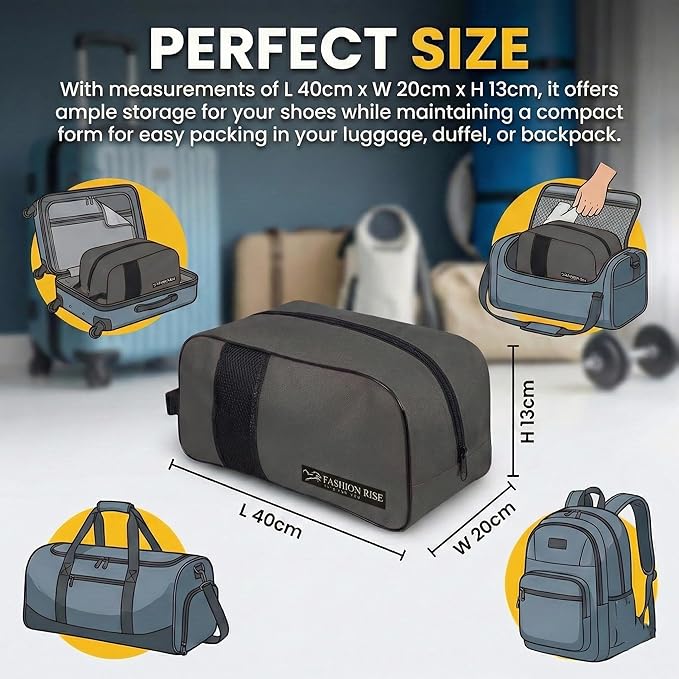 Waterproof Sports Boot/Shoe/Travel Bag for Football Cricket Rugby Golf Toiletry Gym for Boy/Girl Men/Women (Grey)