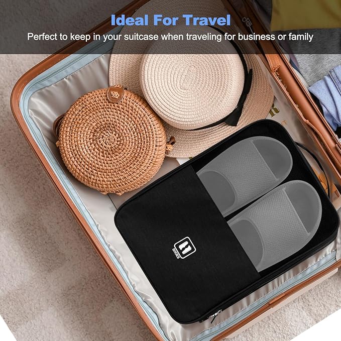Large Shoe Bags for Travel, Holds 3 Pairs of Shoes, Portable Dance Shoe Storage Pouch, Sneaker Storage Bag (Black)