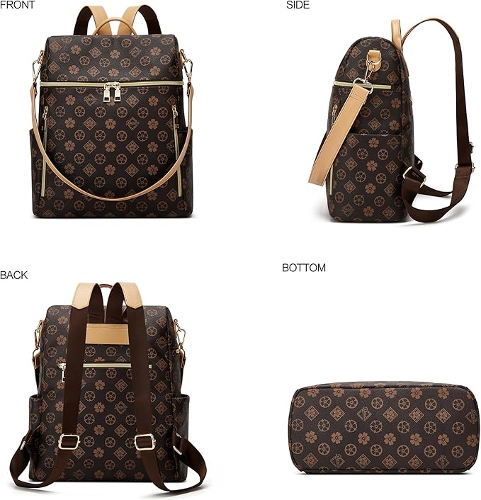 Makes Backpack Purse for Women PU Leather Travel Satchel Handbag Convertible Design Bag with Purse