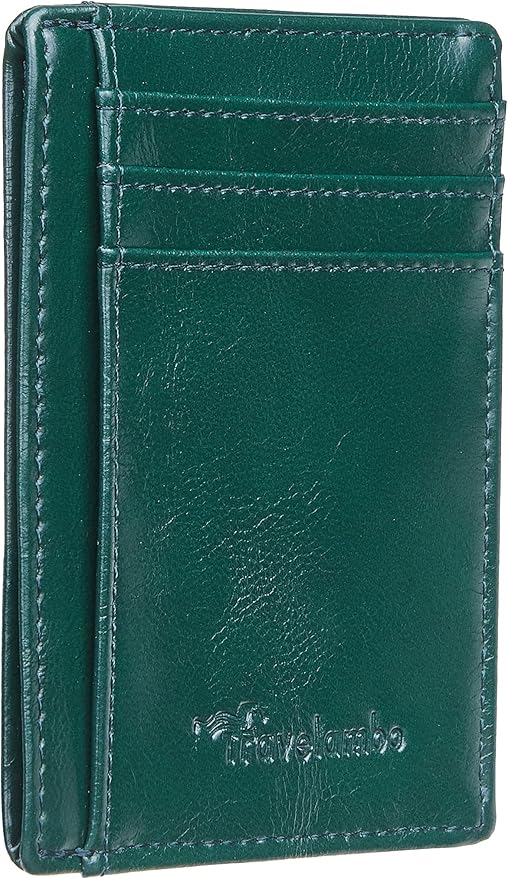 Travelambo Slim Wallet Front Pocket Minimalist Leather RFID Blocking Medium Size