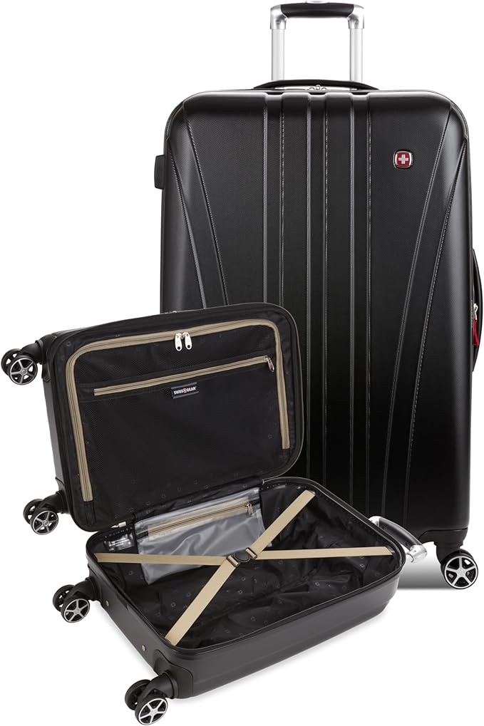 SwissGear 7585 Hardside Expandable Luggage with Spinner Wheels, Black, 2-Piece Set (19/27)