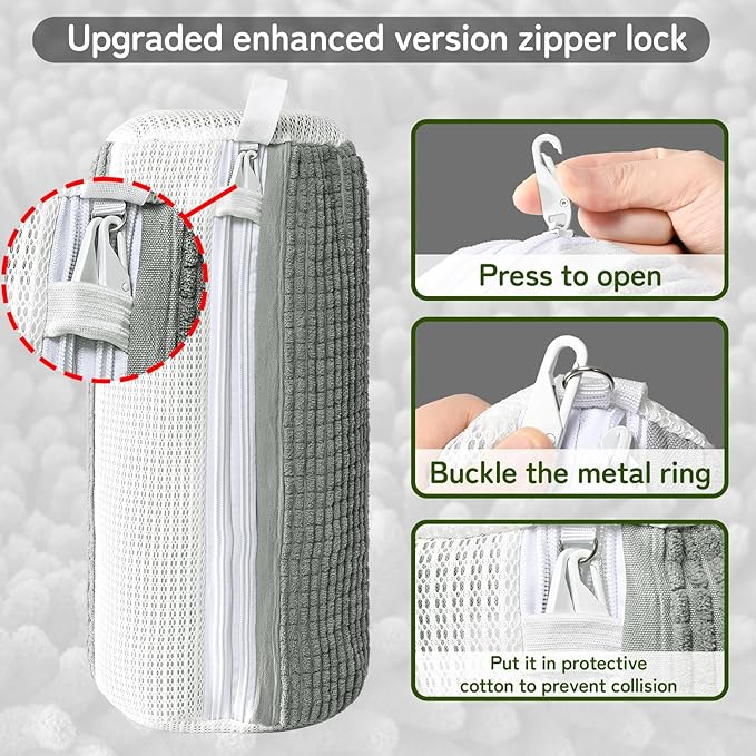 Anybar Shoe Washing Machine Bag –2 Pcs Reusable Laundry Shoe Bag 360° Deep Cleaning Sneaker Washing Machine Bag Fits All Shoe Types Microfiber Inside with Self-locking Zipper (Grey)