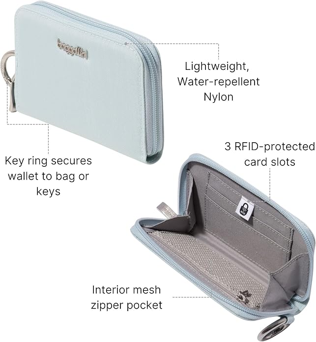 Baggallini Deluxe Card Case - Lightweight 5.5"x3.3" RFID Protected Womens Wallet Card Holder