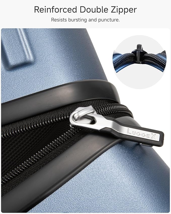 LUGGEX 2-Piece Luggage Set (20+28 Inch), 100% PC Hard Shell Suitcases with 360° Spinner Wheels & TSA Locks, Airline Approved Carry-On & Checked Baggage (EX-Core, Blue, 2 Piece Sets)