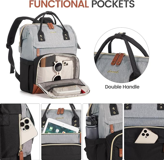 LOVEVOOK Laptop Backpack for Women, 15.6 Inch Work Business Backpacks Purse With Large Capacity, Waterproof Nurse Bag College Bookbag for School, Waterproof Casual Daypack for Travel
