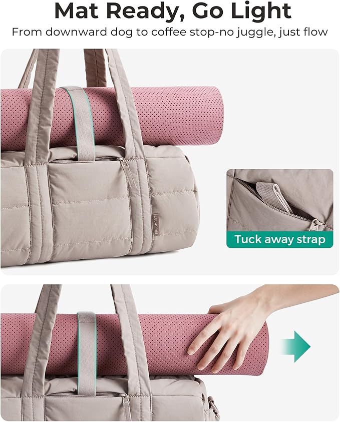 BAGSMART Reiki Gym Bag for Women, Mini/Medium Crossbody Bags for Women, 5L Dance Bag with Detachable Strap, 15L Yoga Mate Bag with Wet & Dry Pocket, Medium/Candy Pink