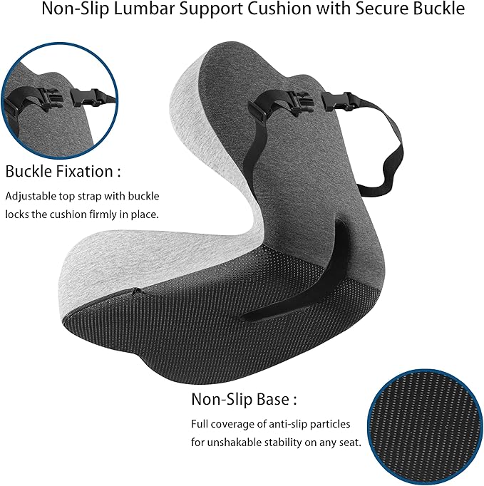 StarAneer Ultimate L-Shaped Truck Driver Seat Cushion - Ergonomic Memory Foam Back & Tailbone Support - Breathable Cool-Mesh Pressure Relief Pad for Office Chairs, Semi-Trucks, & Long-Haul Driving