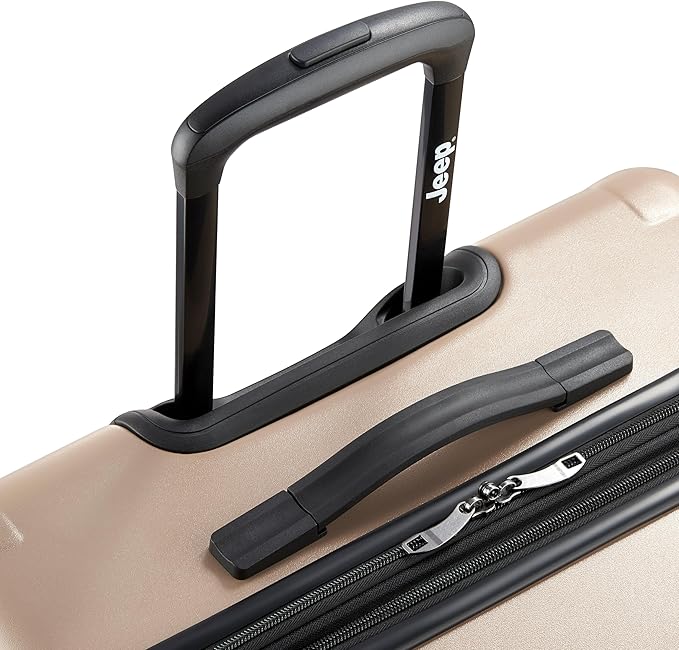 Jeep JH004C Hardside Expandable Luggage with Spinner Wheels, Beige, 2 Piece Set 20/28 Inch