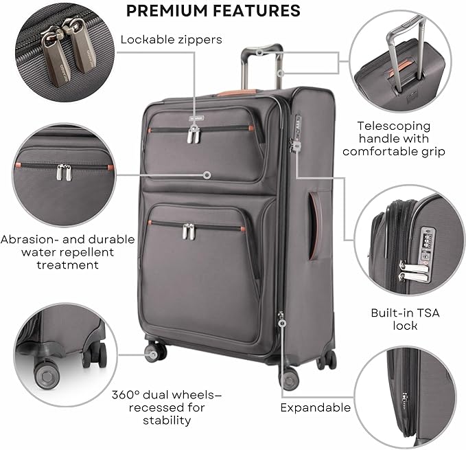 Ricardo Beverly Hills Montecito 3.0 Softside Luggage Collection – Expandable Suitcases with Wheels and TSA Lock, 25" Medium Check-in, French Gray