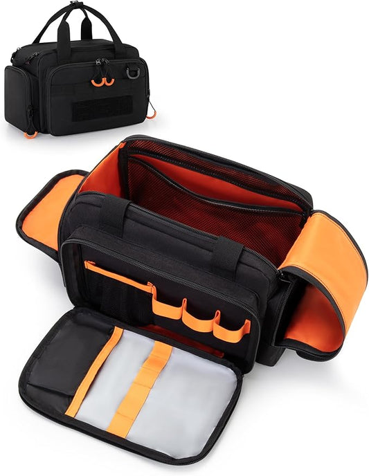 Tactical Travel Toiletry Bag for Men, Extra Large Dopp Kit Organizer with Dual Way Zippers, Travel Hygiene Bag for Shaving Grooming Bathroom Essentials, Black (Empty Bag)