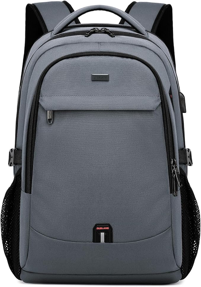 DUSLANG 17 Inch Travel Laptop Backpack Water Resistant College Backpack for Men Laptop Bag with USB Charging Port,Dark Grey