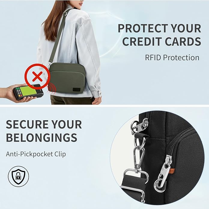 TOPEAST Anti-Theft Crossbody Travel Bag for Women Men, Lightweight Shoulder Bag Classic Design for Trip, Daily Use, Sport
