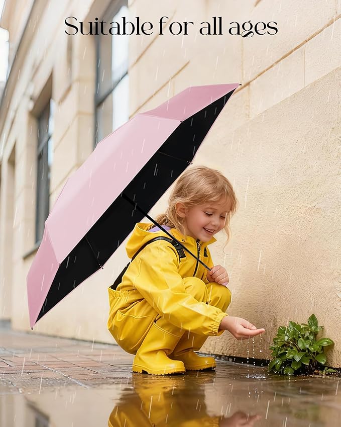 Seniny Mini Portable Travel Umbrella with Case - Compact Umbrellas for Rain & Sun UV Protection for Backpack Pocket, Lightweight Folding Small Umbrella, Tiny Purse Size UV Blocker for Kids Women Girls