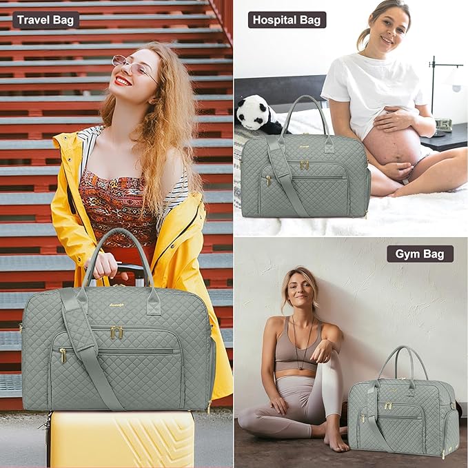 Travel Duffle Weekender Bags for Women - Weekend Bag Women with Shoe Compartment Carry On Overnight Bag with Toiletry Bag Duffel Bags Wet Pocket for Gym Hospital Bags for Labor and Delivery