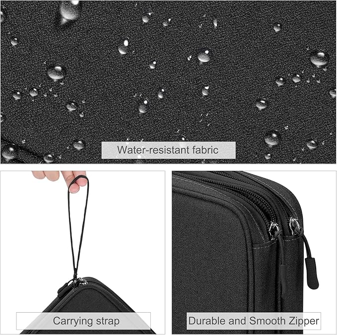 FYY Electronic Organizer, Extra Large Travel Cable Organizer Bag Pouch Portable Waterproof Double Layers All-in-One Storage Bag for iPad, Cable, Power Bank, Laptop Charger for Office/Home, Black
