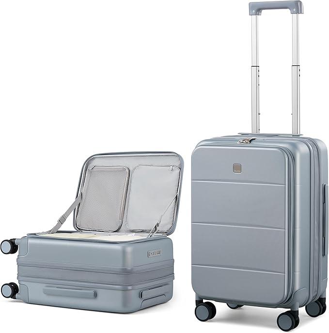 MILADA 20-Inch Expandable Carry On Luggage, Hard Shell Top-Opening Luggage with Wheels, TSA-Approved Small Travel Bag for Men and Women Carry-On Suitcase, Grey