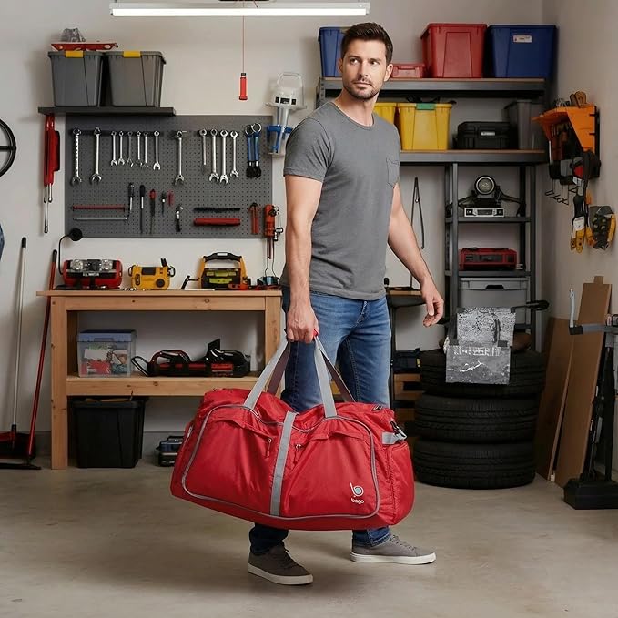 Bago Large Duffle Bag for Travel Women & Men. Durable Lightweight Foldable Travel Duffel Bags For Traveling Women. 100L Duffle Bags for Overnight Bag With Shoe Compartment Collapsible Weekender duffel