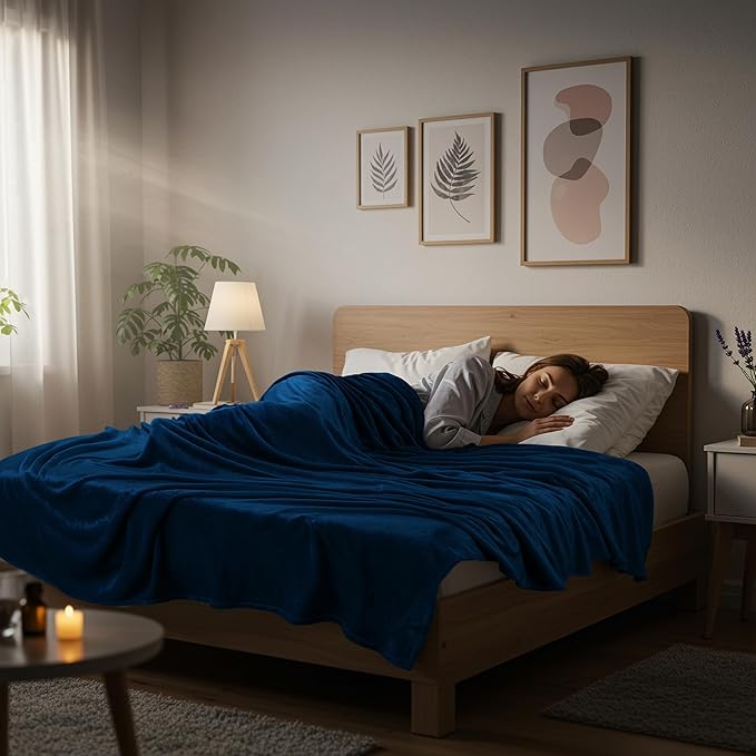 Utopia Bedding Fleece Blanket Queen Size Navy (90x90 Inches) Ultra Soft Warm Lightweight Microfiber Breathable Anti-Static Cozy Winter Bed Blanket, All-Season Home Decor Gift for Men & Women