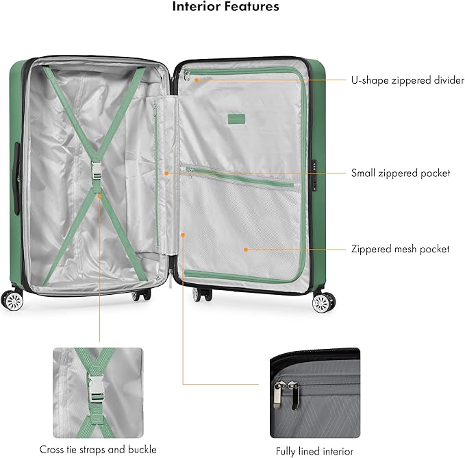 Travel Select Snowcreek Hardside Expandable Spinner Luggage Set w/USB Port, Green, 2-Piece