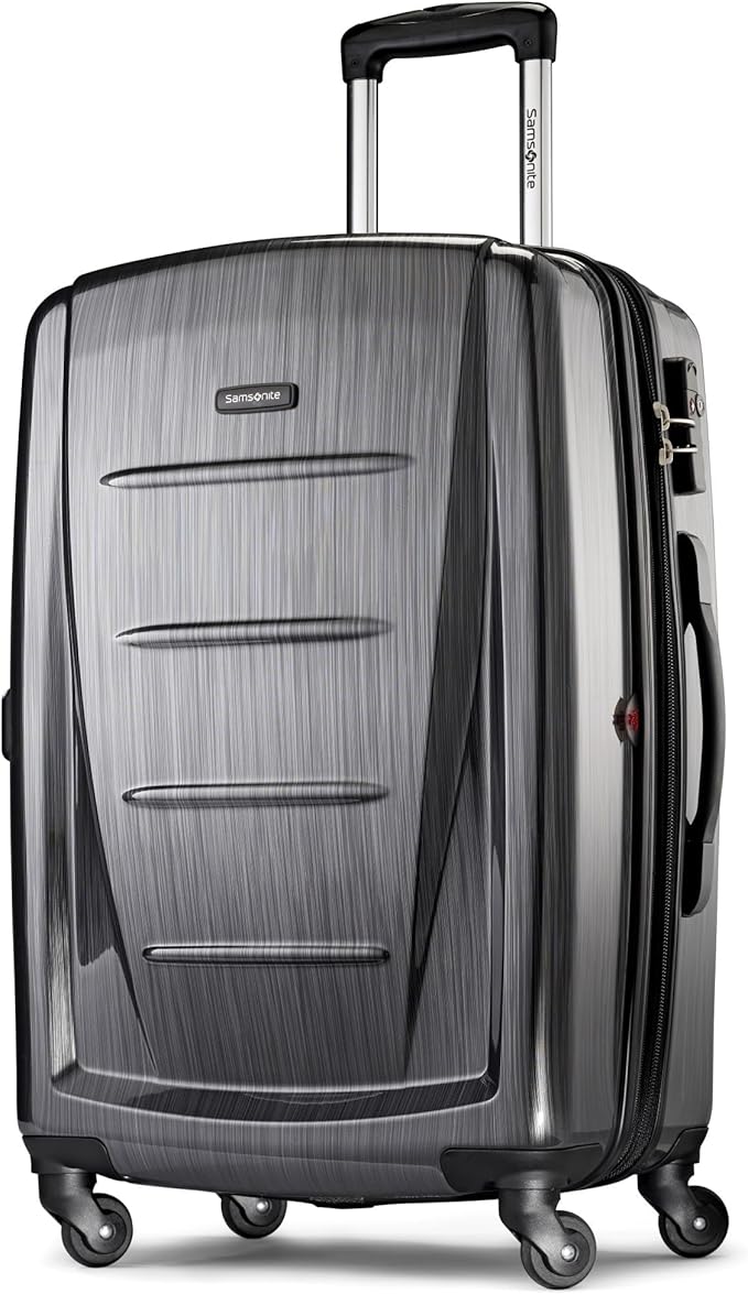 Samsonite Winfield 2 Hardside Expandable Luggage with Spinner Wheels, Charcoal, Checked-Medium 24-Inch