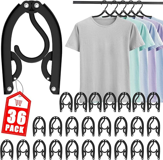 36 PCS Travel Hangers - Cruise Ship Essentials Portable Folding Clothes Hangers Travel Essentials Foldable Clothes Drying Rack for Travel (Black)