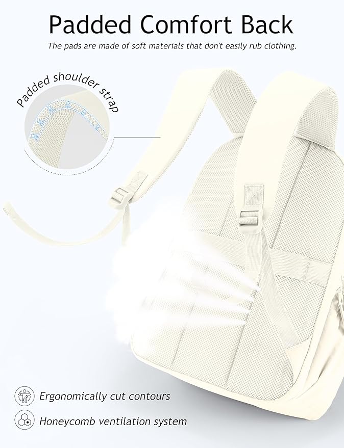 Travel Backpack for Women, 15.6 Inch Laptop Backpack, Quilted College Bookbag, Cute Work Backpacks, Water Resistant
