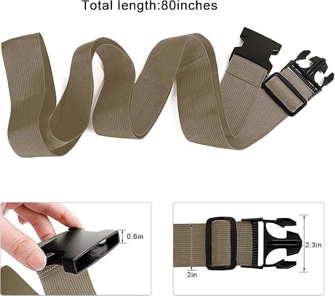 2Pcs Luggage Straps for Suitcase Travel Accessories TSA Approved, 80In Long Belts to Keep Your Suitcase Secure, Adjustable Bag Straps with Quick-Release Buckle for Travel Bag Closure, Brown