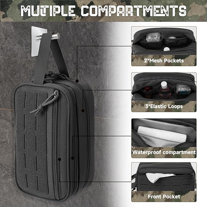 QT&QY Tactical Toiletry Bag For Men Hygiene Bag EDC Military Tool Molle Pouches Small Dopp Kit Mens Shaving Kit Travel shower Bags