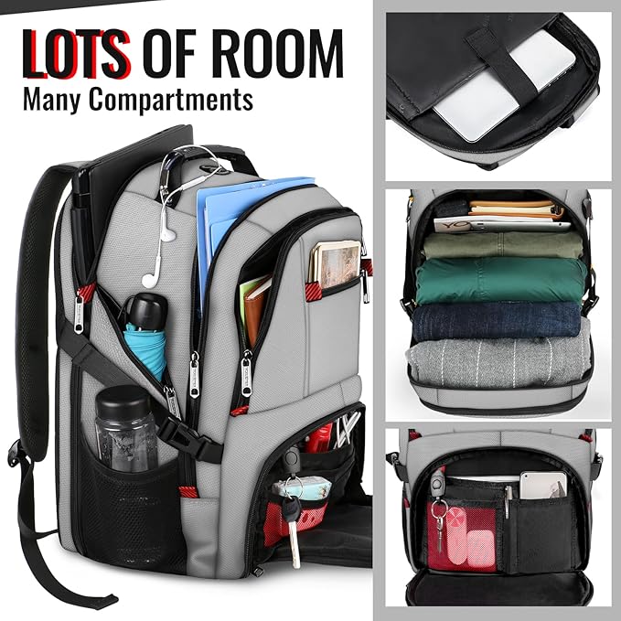 YOREPEK Large Backpack for Men, Extra Large Laptop Backpacks for Men Women, Water Resistant Travel Backpack Airline Approved Business Work Bag Fits 17 Inch Computer, Black