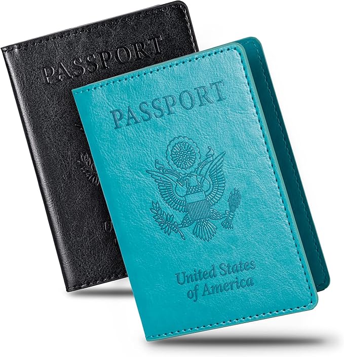 Honmein 2 Pcs Passport holders，Ultra Slim passport wallet，PU Leather Passport Cover Case for Women and Men