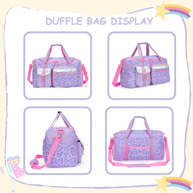 Kids Duffle Bag Girls Women Travel Bag Gifts Overnight Bag for Girls Women Tote Sleepover Bags for Girl Gym Dance Bags with Shoes Compartment