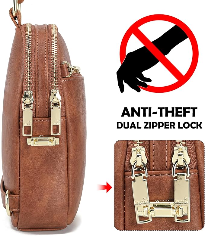 INICAT RFID Blocking Sling Bag, Anti Theft Crossbody Bag for Women, Travel Fanny Pack Style Purse, Vegan Leather
